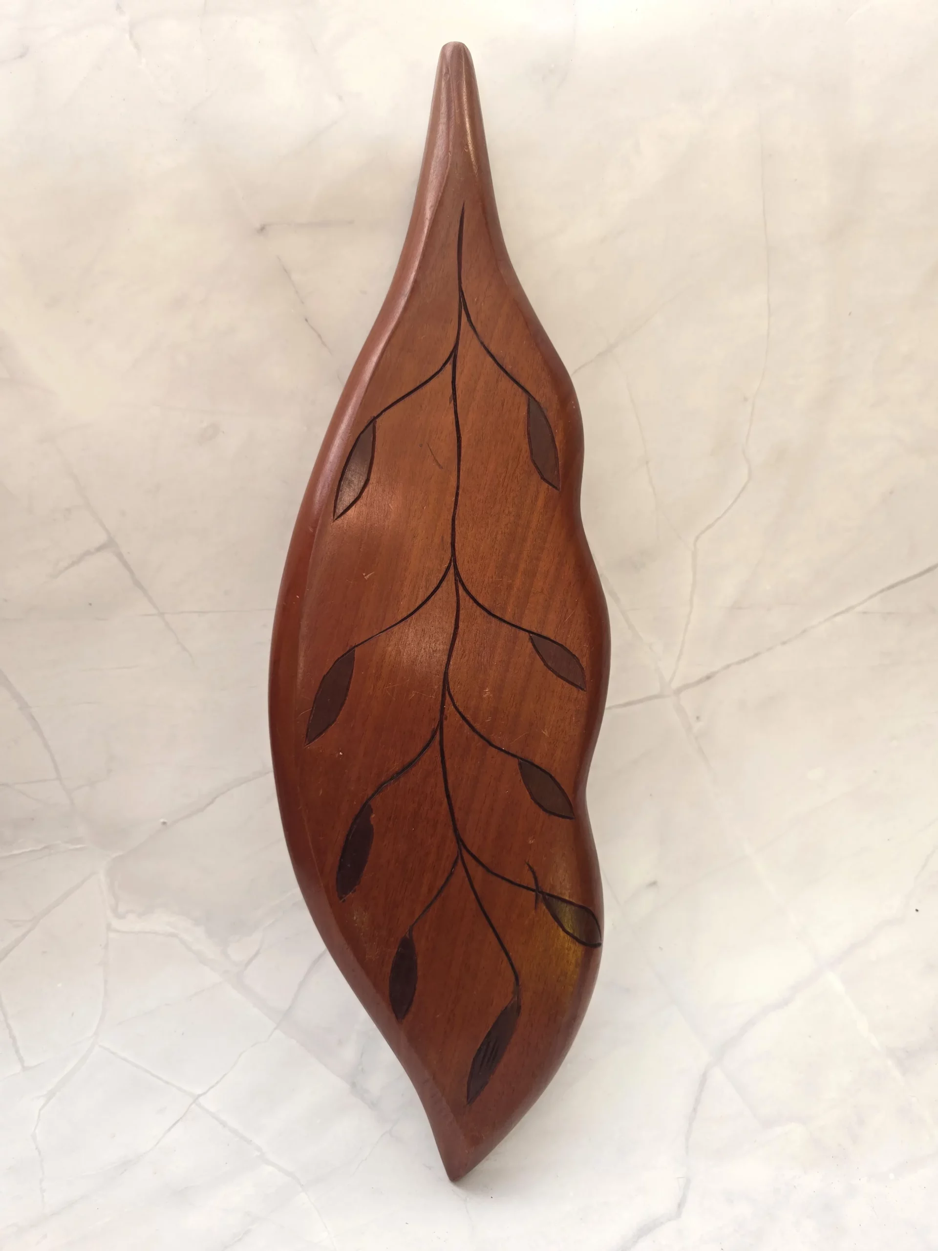 Houten serveerschaal bladvormig - Afbeelding 2